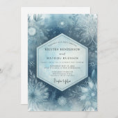 Slate Blue Frosty Woodland Wedding Einladung (Vorne/Hinten)