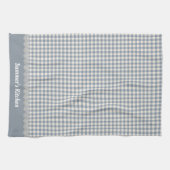 Slate Blue Gingham and Lace Kitchen Geschirrtuch (Horizontal)