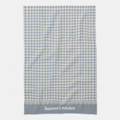 Slate Blue Gingham and Lace Kitchen Geschirrtuch (Vertikal)