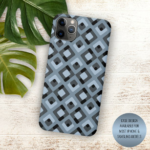 Slate Blue Gray Black Midjahrhundert Squares Muste Case-Mate iPhone Hülle