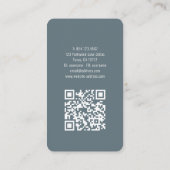 Slate Blue Ivory Minimalistisch Modern Initial QR  Visitenkarte (Rückseite)