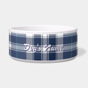 Slate Blue Kariert Large Dog personalisieren Napf