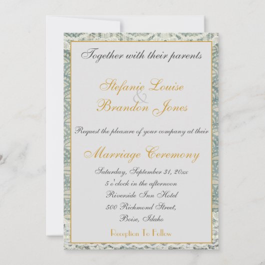 Slate Blue Lace Einladung (Rückseite)