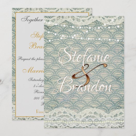 Slate Blue Lace Einladung (Vorne/Hinten)