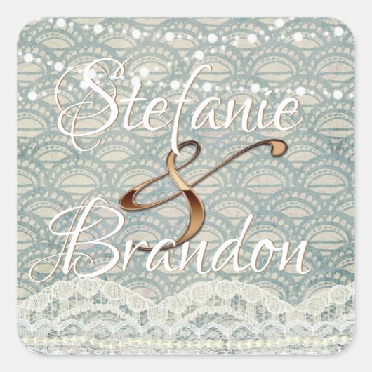 Slate Blue Lace Quadratischer Aufkleber (Vorderseite)