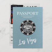 Slate Blue Las Vegas Passport Save the Date (Vorne/Hinten)