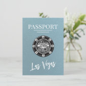 Slate Blue Las Vegas Passport Save the Date (Stehend Vorderseite)