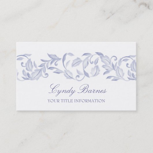 Slate Blue Leafy Scroll Business Card Visitenkarte (Vorderseite)