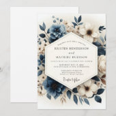 Slate Blue Luminous Anemone Wedding Einladung (Vorne/Hinten)