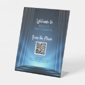 Slate Blue Menu Restaurant QR Code Table Sign Sockelschild (Vorderseite)