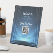 Slate Blue Menu Restaurant QR Code Table Sign Sockelschild (In SItu)