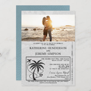 Slate Blue Mexico Passport Hochzeit Einladung