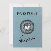 Slate Blue Mexico Passport Save the Date (Vorderseite)