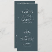 Slate Blue Moderne Elegante Minimalistische Hochze Programm (Vorne/Hinten)