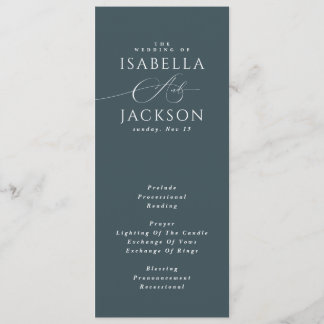 Slate Blue Moderne Elegante Minimalistische Hochze Programm