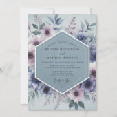 Slate Blue Mystical Bloom Wedding Einladung (Vorderseite)
