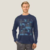 Slate Blue Navy Robin's Egg Blue Abstract Design Tri-Blend Shirt (Volle Vorderseite)