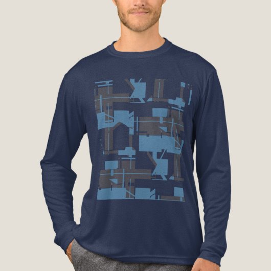 Slate Blue Navy Robin's Egg Blue Abstract Design Tri-Blend Shirt (Vorderseite)