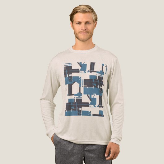 Slate Blue Navy Robin's Egg Blue Abstract Design Tri-Blend Shirt (Volle Vorderseite)