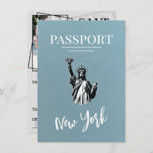 Slate Blue New York City Passport Save the Date