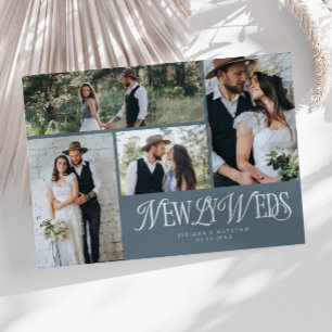 Slate Blue Newlyweds Multi Foto Wedding Ankündigung