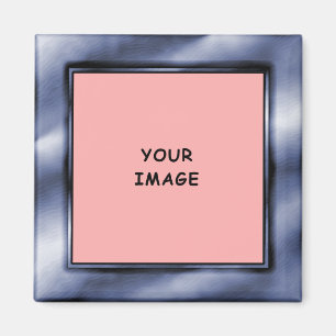 Slate Blue Ombre Foto Frame Style Border Magnet