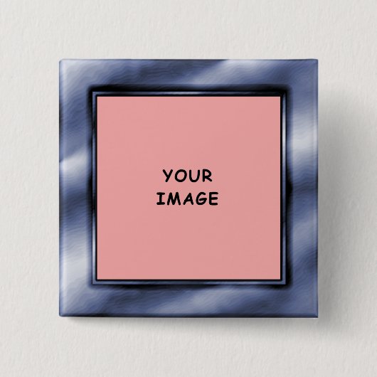 Slate Blue Ombre Imitate Foto Frame Button (Vorderseite)