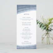 Slate Blue Ombre | Minimalistisch Boho Wedding Menükarte (Stehend Vorderseite)