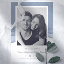 Slate Blue Ombre Wasserfarbe Hochzeit Speichern Si Einladung