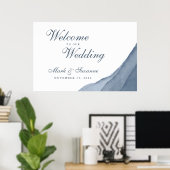 Slate Blue Ombre Wasserfarbe Willkommen bei unsere Poster (Heimbüro)