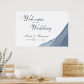 Slate Blue Ombre Wasserfarbe Willkommen bei unsere Poster (Küche)