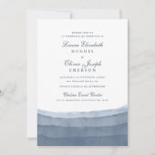 Slate Blue Ombre Watercolor Hochzeitseinladungen Einladung (Vorderseite)