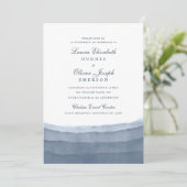 Slate Blue Ombre Watercolor Hochzeitseinladungen Einladung (Stehend Vorderseite)