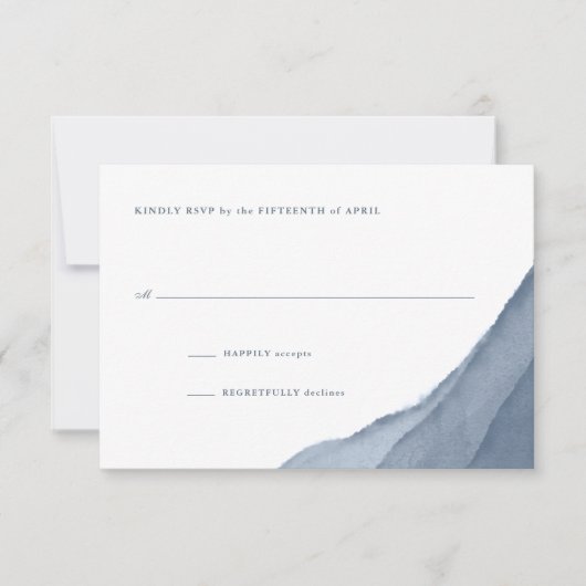 Slate Blue Ombre Watercolor Wedding RSVP Karte (Vorderseite)