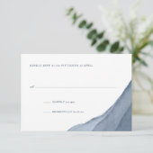 Slate Blue Ombre Watercolor Wedding RSVP Karte (Stehend Vorderseite)