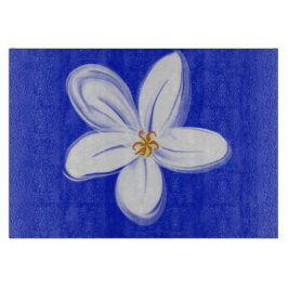 Slate Blue Orchid Decoration Glass Cutting Board Schneidebrett