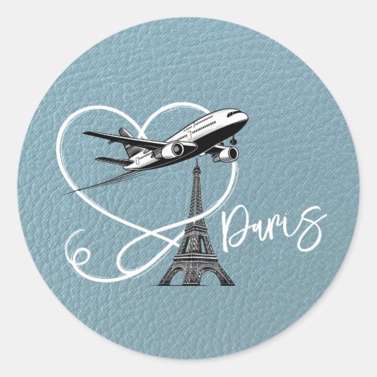 Slate Blue Paris Passport Runder Aufkleber (Vorderseite)