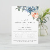 Slate Blue Peach Botanische Probe Abendessen Ankündigung (Stehend Vorderseite)
