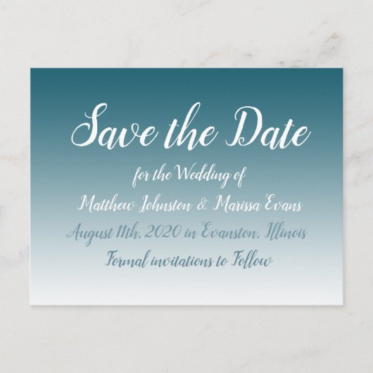 Slate Blue Personalisiert Save the Date Postkarte (Vorderseite)