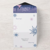 Slate Blue & Pink Paris Feuerwerk Quinceañera All In One Einladung (Außenbereich)