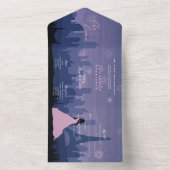 Slate Blue & Pink Paris Feuerwerk Quinceañera All In One Einladung (Innen Boden)