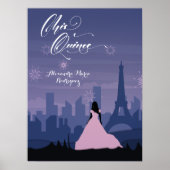 Slate Blue & Pink Paris Feuerwerk Quinceañera Poster (Vorne)