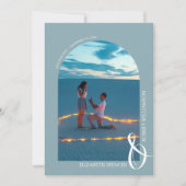 Slate Blue QR Code Wedding Foto Save the Date (Vorderseite)