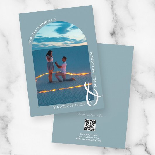 Slate Blue QR Code Wedding Foto Save the Date
