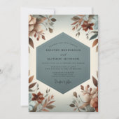 Slate Blue Rustic Bloom Wedding Einladung (Vorderseite)