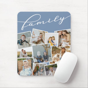Slate Blue Scattered Fotos Foto Collage Family Mousepad