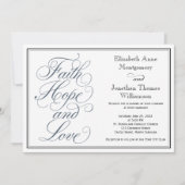 Slate Blue Script Faith Hope & Liebe Wedding Einladung (Vorderseite)
