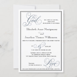 Slate Blue Script God is Liebe Christlich Wedding Einladung