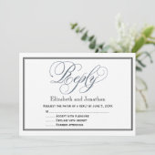 Slate Blue Script Reply UAWG Enclosure Card Einladung (Stehend Vorderseite)