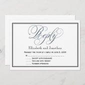 Slate Blue Script Reply UAWG Enclosure Card Einladung (Vorne/Hinten)